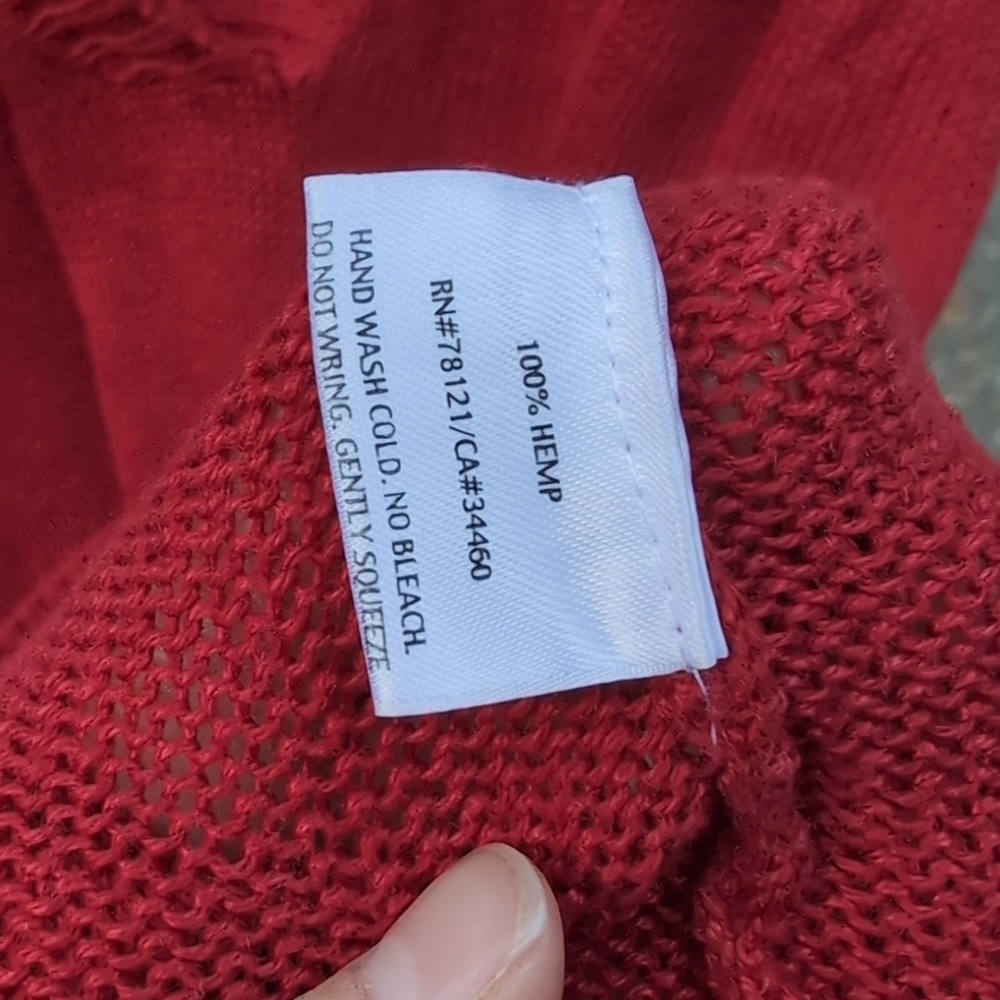 Eileen Fisher Red Sleeveless Sweater Vest 100% Hemp Italian Yarn - Picture 4 of 4